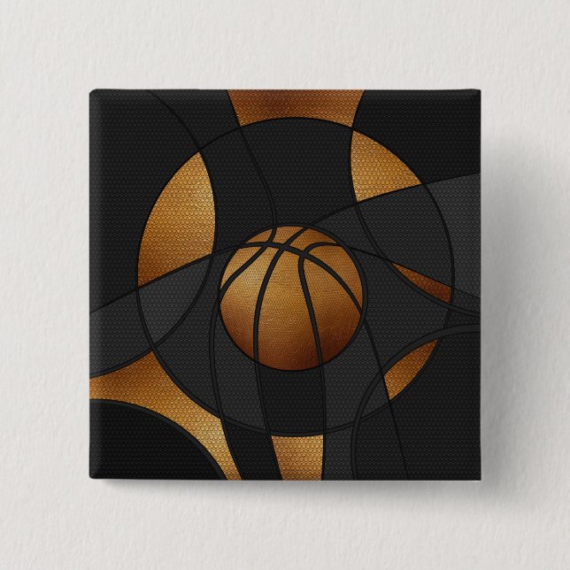 Bronze Basketball Abstract Art 15 Cm Square Badge (Front)