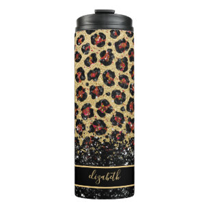 Bronze Black and Gold Leopard Thermal Tumbler