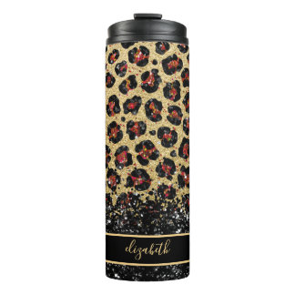 Bronze Black and Gold Leopard Thermal Tumbler
