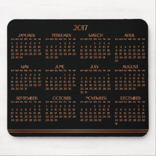Bronze Black Art Deco Calendar 2017 Mouse Pad