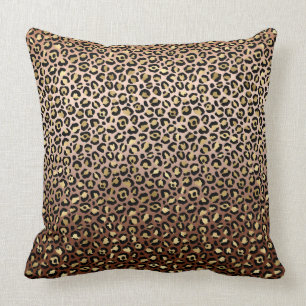 Bronze Black Gold Ombre Leopard Print     Cushion