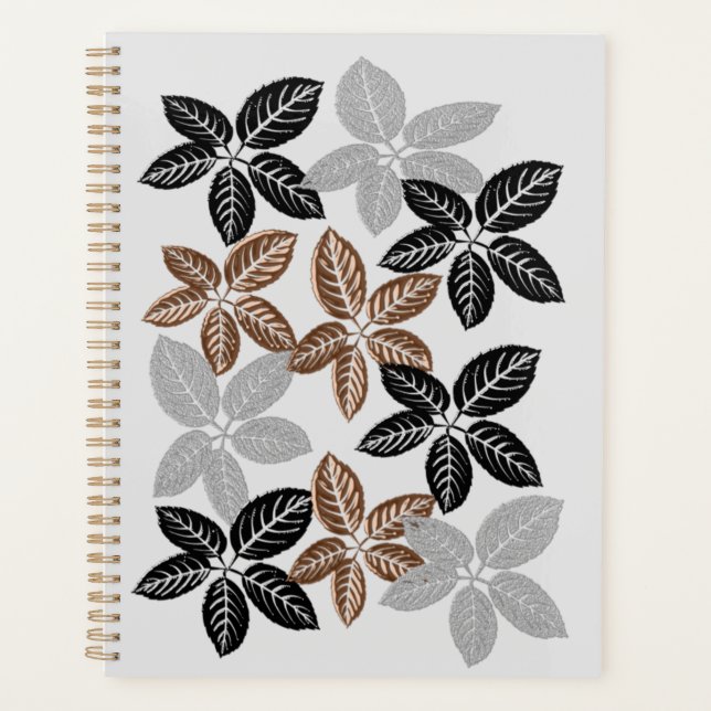 Bronze, Black & Gray Leaf Planner (Front)