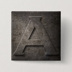 Bronze Black Metal A Monogram square Pins Button