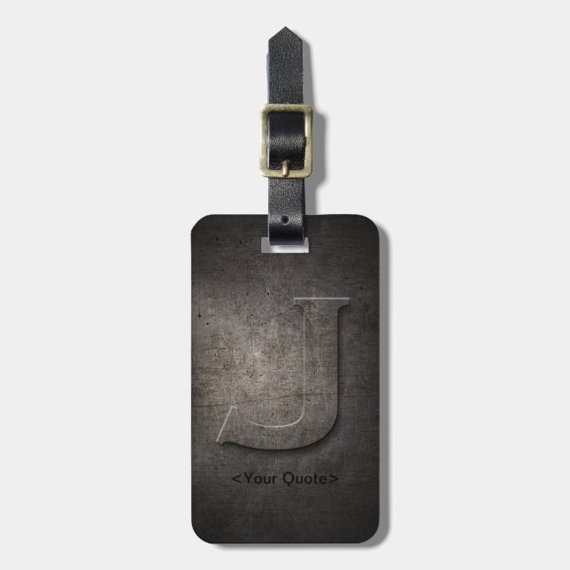 Bronze Black Metal J Monogram Luggage Tag (Front Vertical)