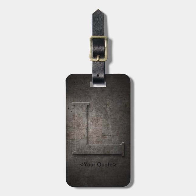 Bronze Black Metal L Monogram Travel Luggage Tag (Front Vertical)