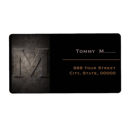 Bronze Black Metal Monogram M Address Label