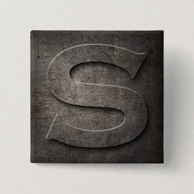 Bronze Black Metal S Monogram square Button (Front)