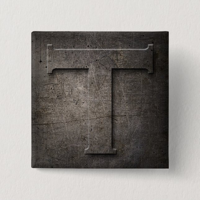 Bronze Black Metal T Monogram square Button (Front)