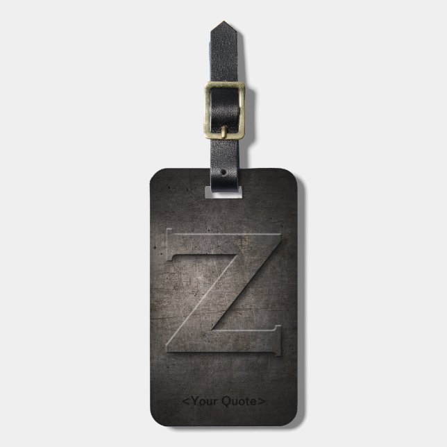 Bronze Black Metal Z Monogram Travel Luggage Tag (Front Vertical)