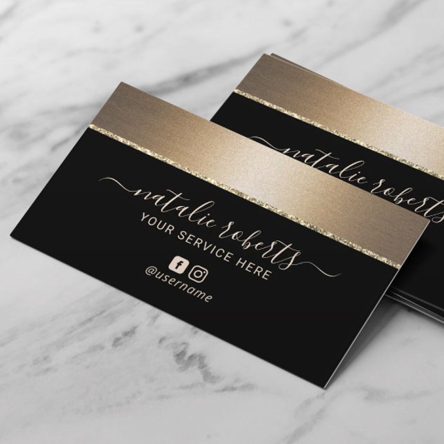 Bronze Border Makeup Artist Hair Stylist Salon  Business Card (Creator Uploaded)