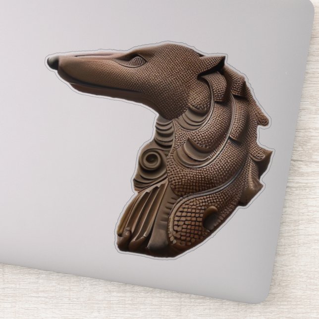 Bronze Borzoi Head Custom-Cut Vinyl Sticker (Detail)