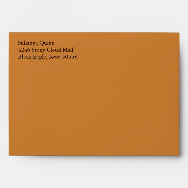 Bronze Brown A7 5x7 Custom Pre-addressed Envelopes (Front)