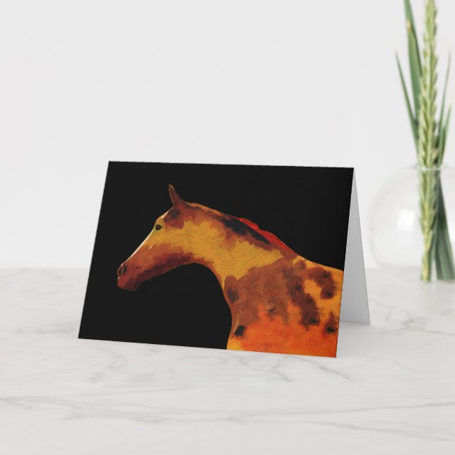 Bronze Brown Artsy Horse Profile Art Note Card (Front)