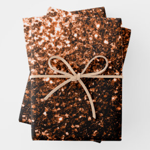 Bronze brown faux glitter sparkles wrapping paper sheet