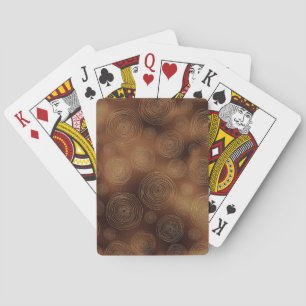 Bronze Brown Irregular Circle Golden Swirls Detail Playing Cards