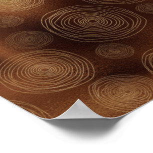 Bronze Brown Irregular Circle Golden Swirls Detail Poster
