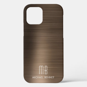 Bronze Brown Metallic Monogram Case-Mate iPhone Ca 12 Case
