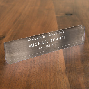 Bronze Brown Metallic Professional Business Nameplate