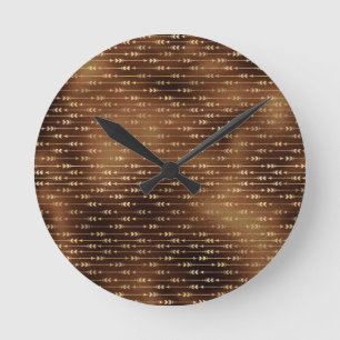 Bronze Brown Paint Golden Arrows Archery Archer Round Clock