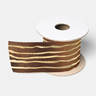 Bronze Brown Spray Paint Golden Horizontal Satin Ribbon