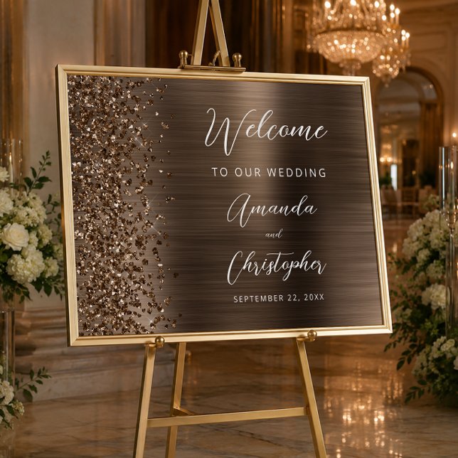Bronze Brushed Metal Script Wedding Welcome Poster (Creator Uploaded)