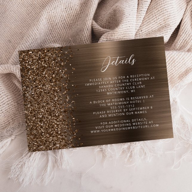 Bronze Brushed Metal Wedding Details  Enclosure Card (Creator Uploaded)