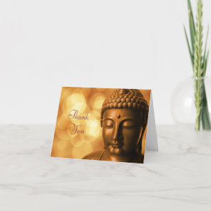 Bronze Buddha Statue with Golden Bokeh Thank You Card