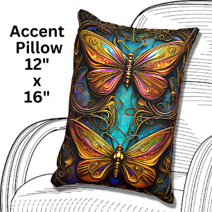 Bronze Butterflies on Aqua Blue   Decorative Cushion