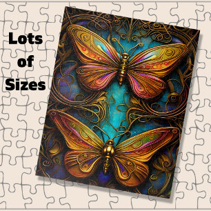 Bronze Butterflies on Aqua Blue     Jigsaw Puzzle