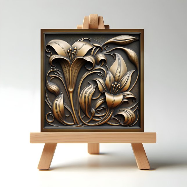Bronze Calla Lily Ceramic Tile (Bronze Calla Lily Displayed on Easel)