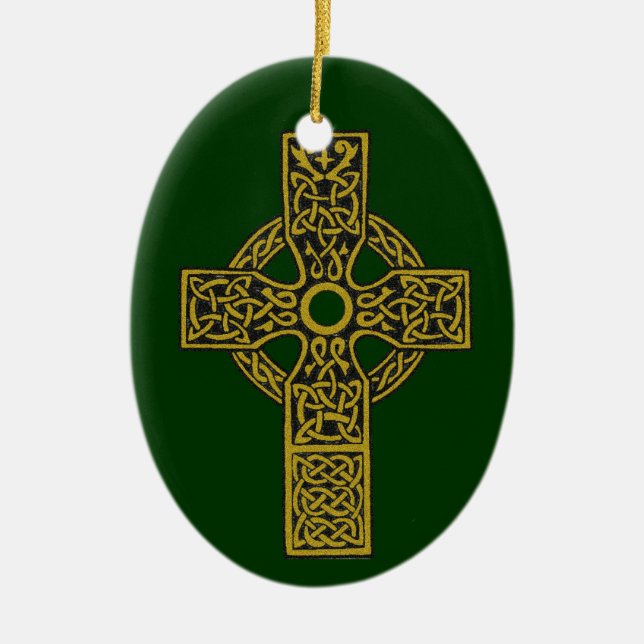 Bronze Celtic Cross Ceramic Ornament (Front)