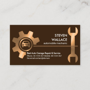 Bronze Chain-wheel Sprocket Spanner Auto Repairs Business Card