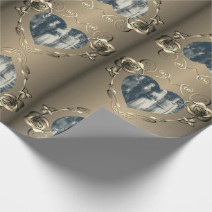 Bronze Colour Rose Heart Frame Your Photo  Wrappin Wrapping Paper