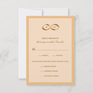 Bronze Copper Infinity Hand Clasp Wedding RSVP Card
