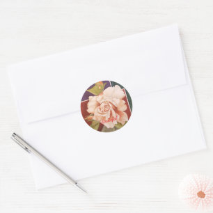 Bronze Copper Rose Watercolor Floral Classic Round Sticker