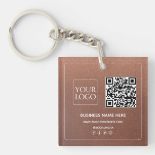 Bronze Custom QR Code Business Logo Social Media Key Ring