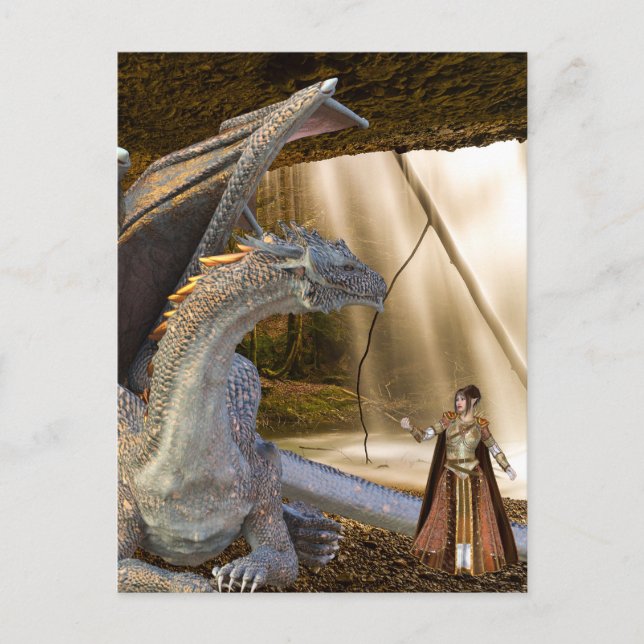 Bronze dragon and Princess Elf Postcard (Front)
