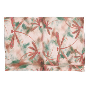Bronze Dragonflies on Green Splash Pillowcase