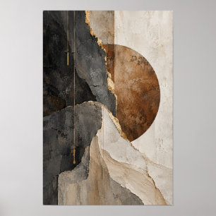 Bronze Eclipse Charcoal Abstract Wall Art