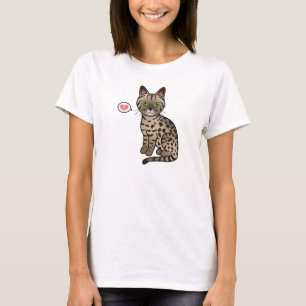Bronze Egyptian Mau Cat Cute Cartoon Drawing T-Shirt