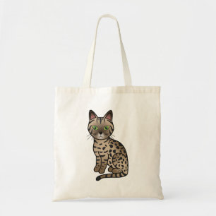 Bronze Egyptian Mau Cat Cute Cartoon Drawing Tote Bag