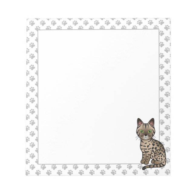 Bronze Egyptian Mau Cute Cartoon Cat Illustration Notepad (Front)