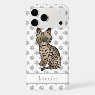 Bronze Egyptian Mau Cute Cartoon Cat & Name