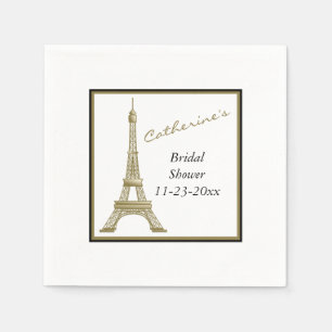 Bronze Eiffel Tower Paris France  Bridal Shower Napkin