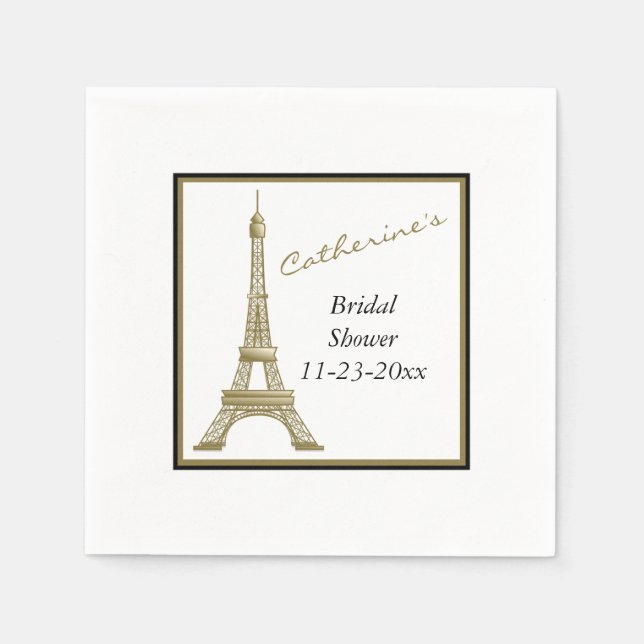 Bronze Eiffel Tower Paris France  Bridal Shower Napkin (Front)