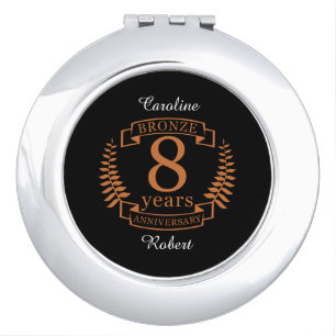 Bronze eighth wedding anniversary 8 years makeup mirror