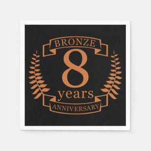 Bronze eighth wedding anniversary 8 years napkin