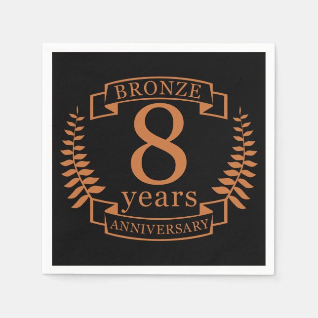 Bronze eighth wedding anniversary 8 years napkin (Front)