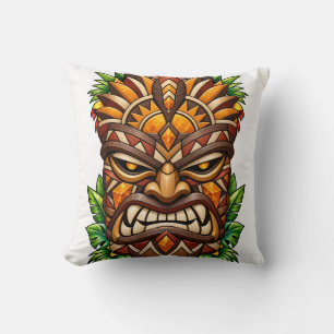 Bronze Ember Mask Tiki Cushion