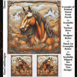 Bronze Embossed Mountain Horse EK7L Decoupage Tissue Paper